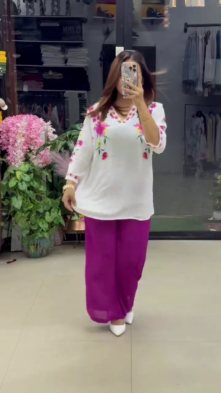 Flower Georgette Women’s Stylish Printed Co-ord Set