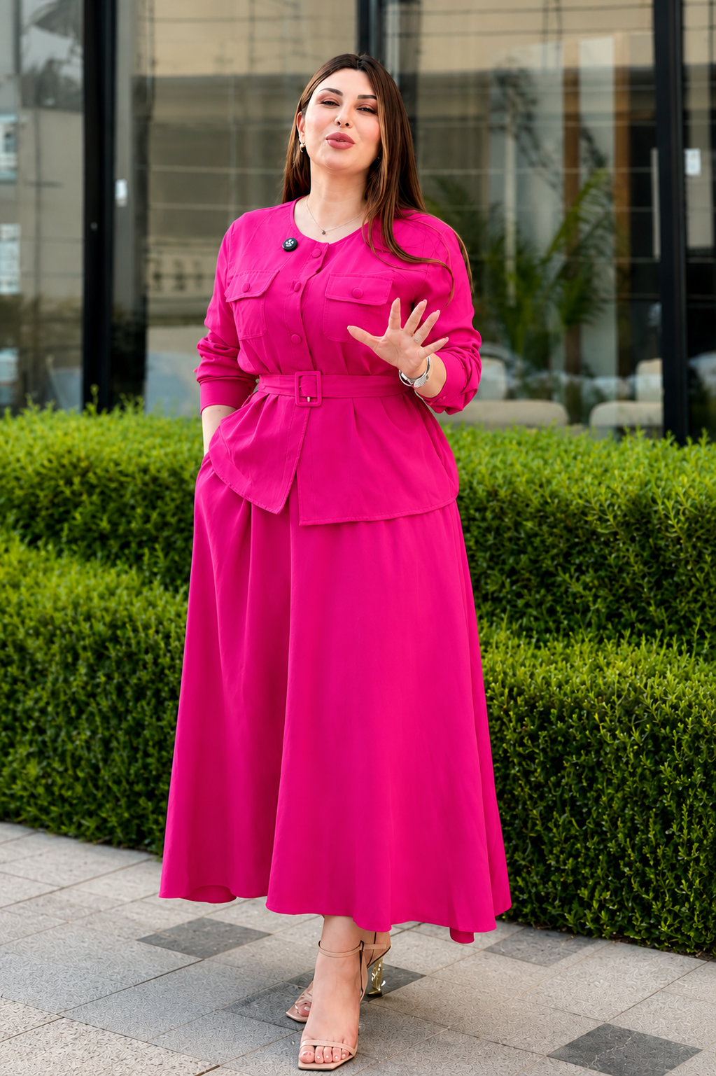 Italian Aura Belted Co-Ord Set For Woman