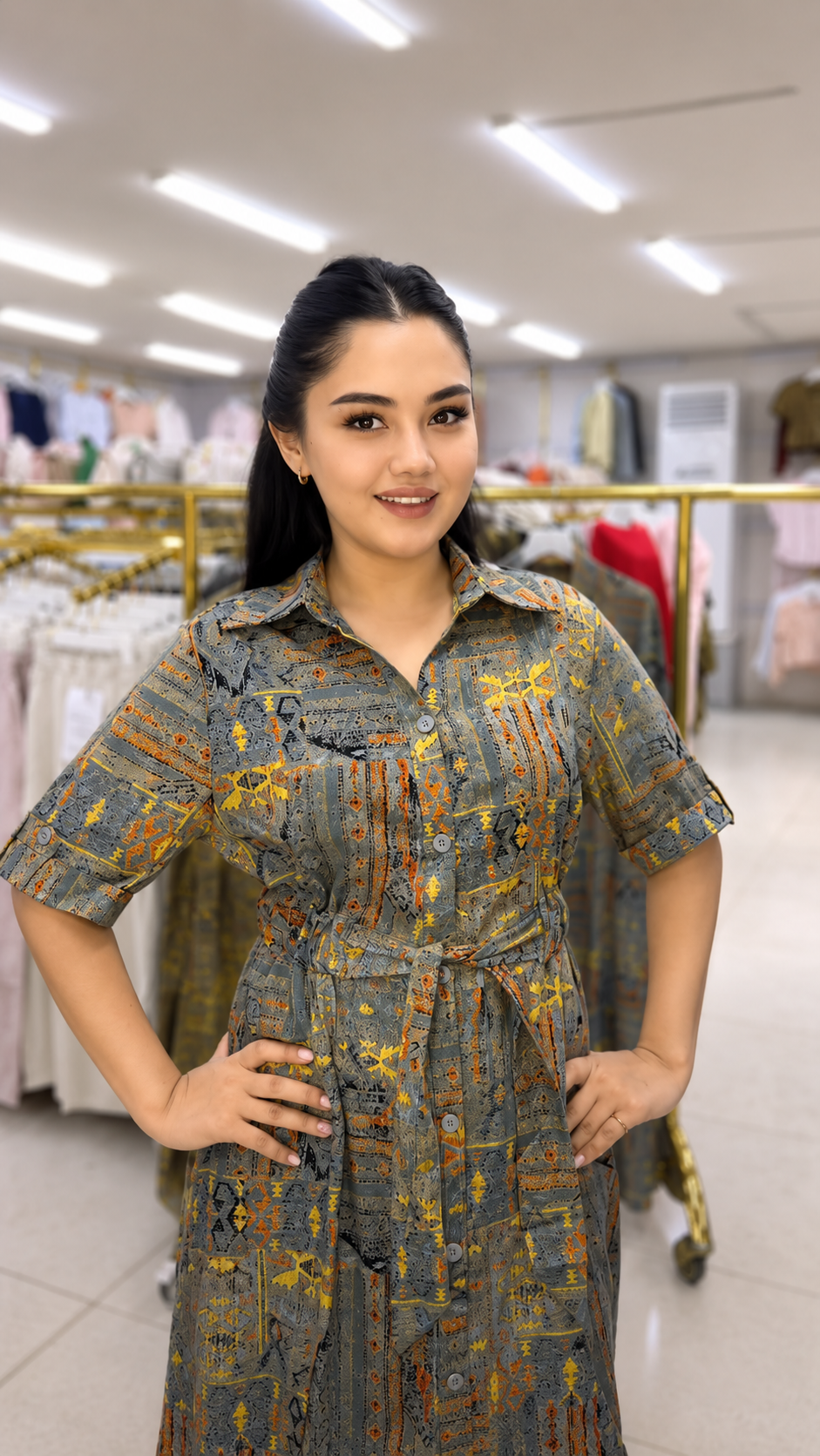 Urban Mosaic Premium Printed Rayon Maxi Dress