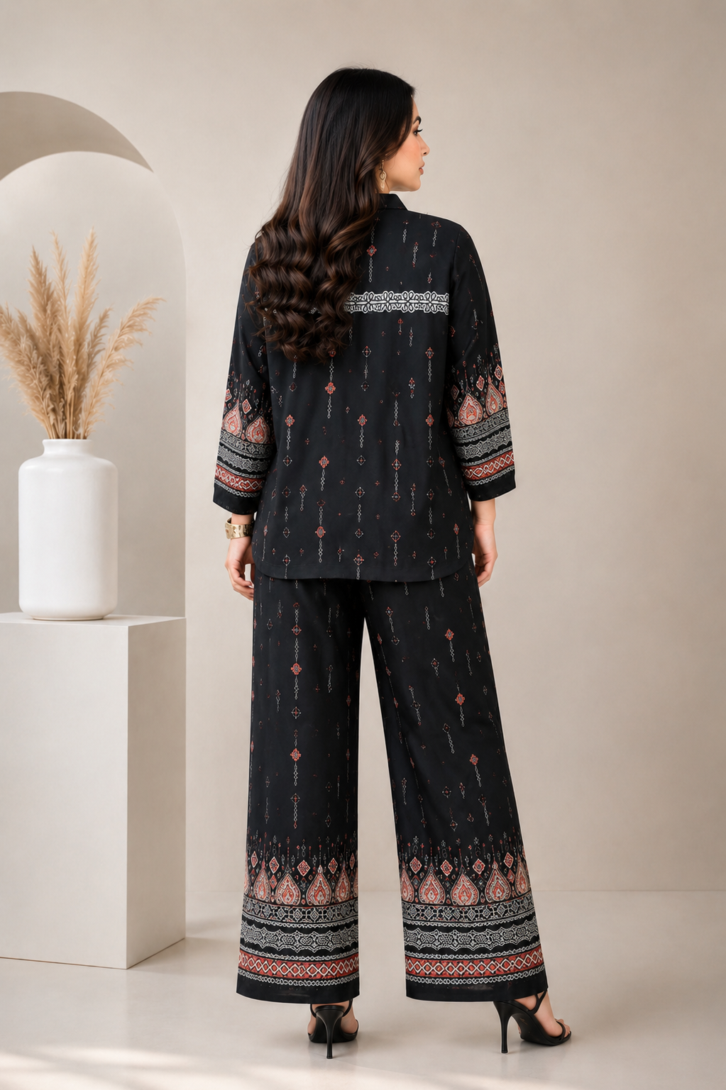 Stylish Black Reyon Co Ord Set BSNT