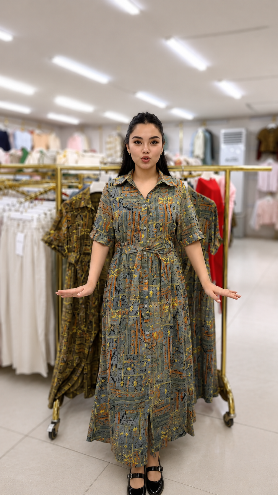 Urban Mosaic Premium Printed Rayon Maxi Dress
