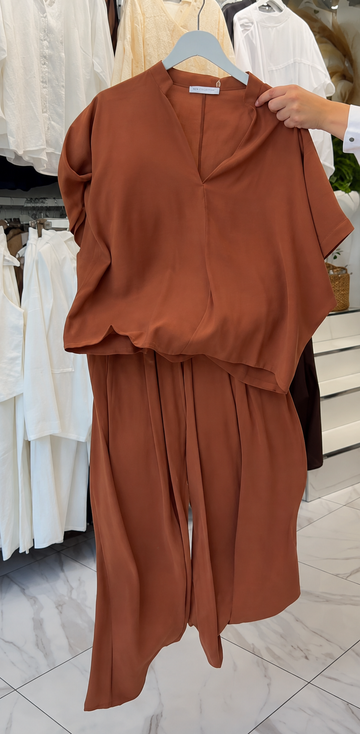 Women's Rayon Co-Ord Set - Mocha Breeze | Baiiko