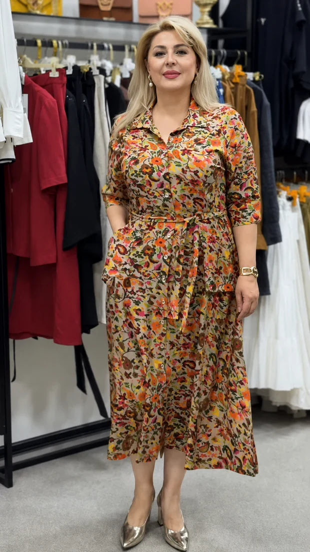 Mangoniz Floral Designer Rayon Shirt Dress