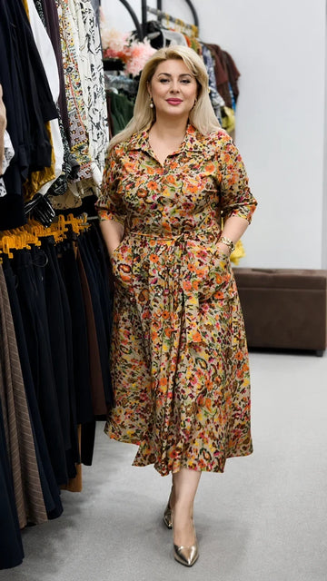 Mangoniz Floral Designer Rayon Shirt Dress