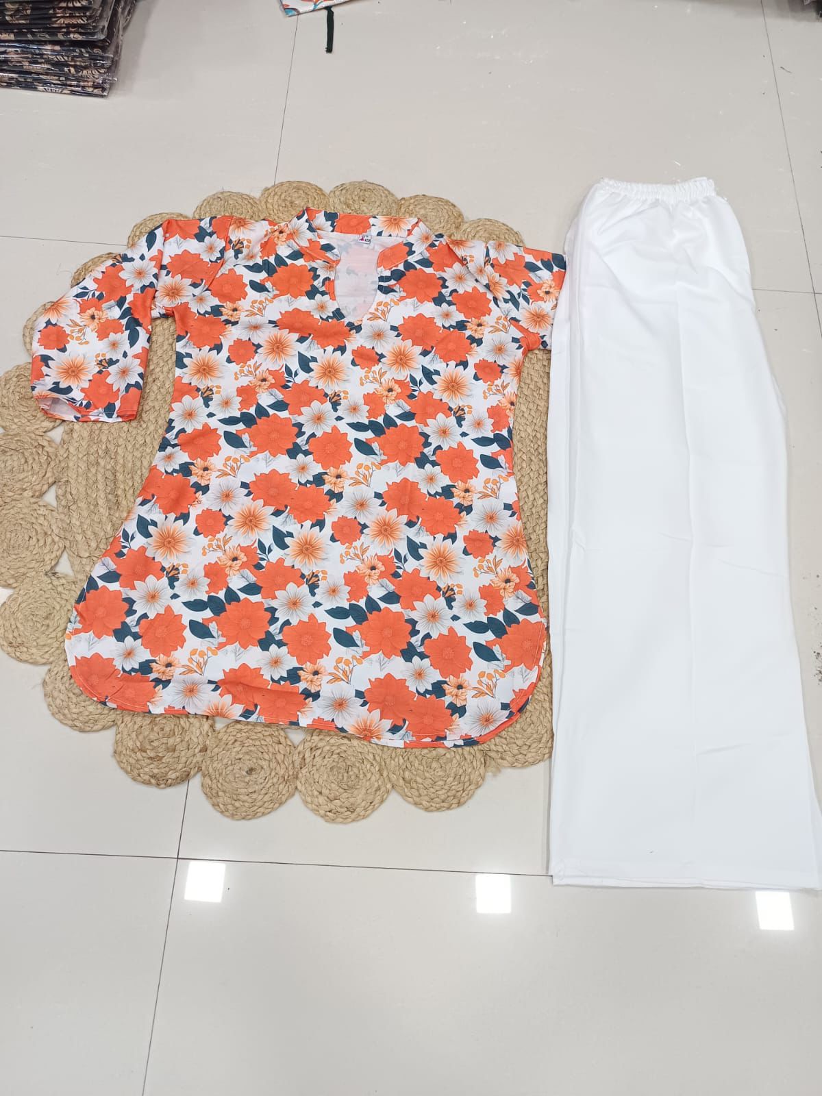 Designer Co-ord Set Rayon Slub With Digital Print