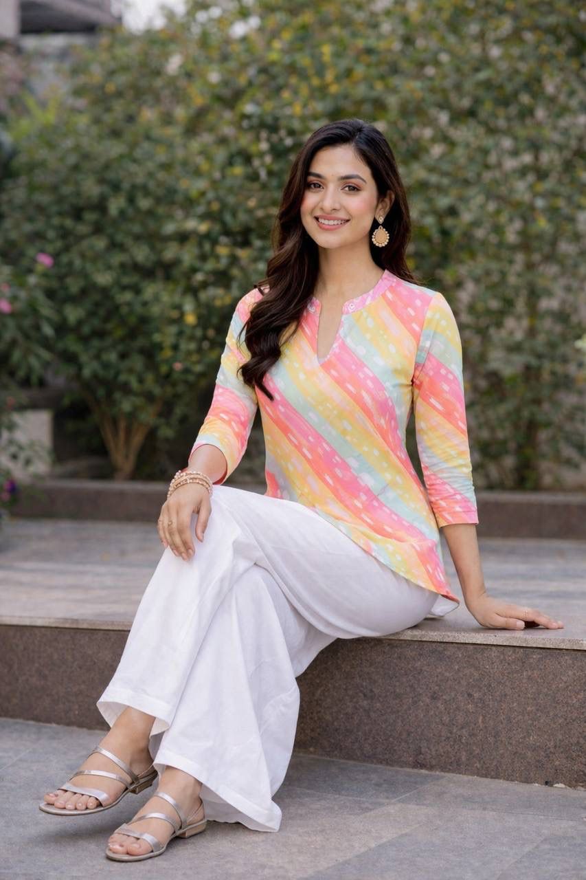 Designer Co-ord Set Rayon Slub With Digital Print