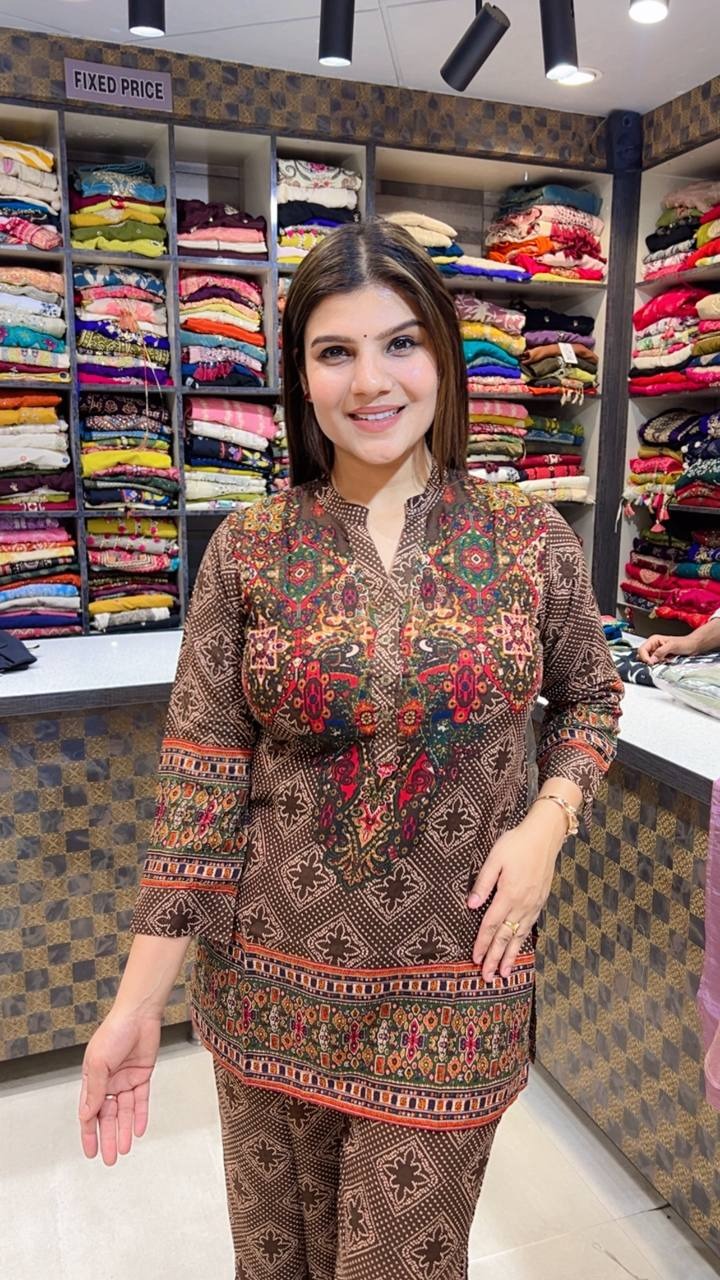 Printed Asymmetric Rayon Co-Ord Set