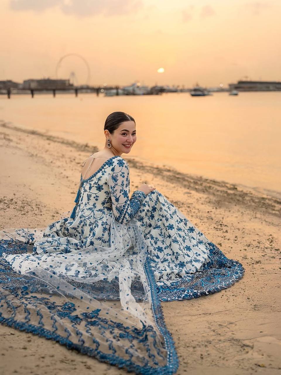 Premium Georgette Blue Floral Anarkali Gown
