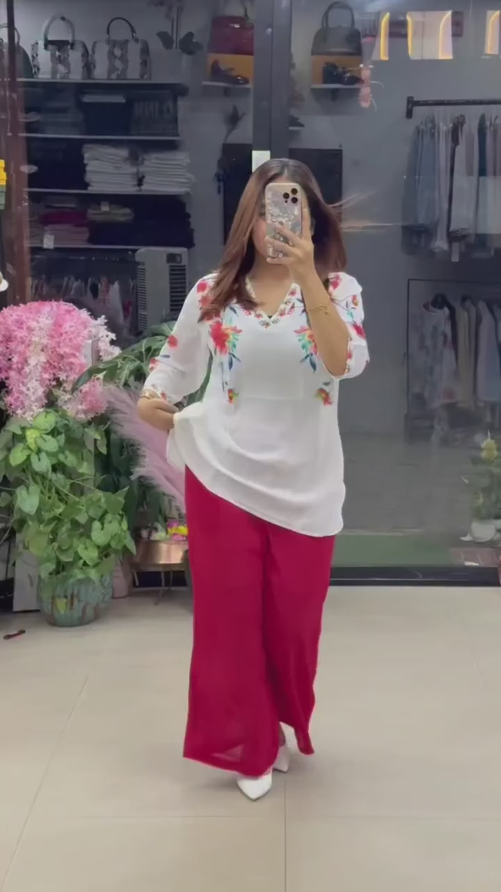 Flower Georgette Women’s Stylish Printed Co-ord Set
